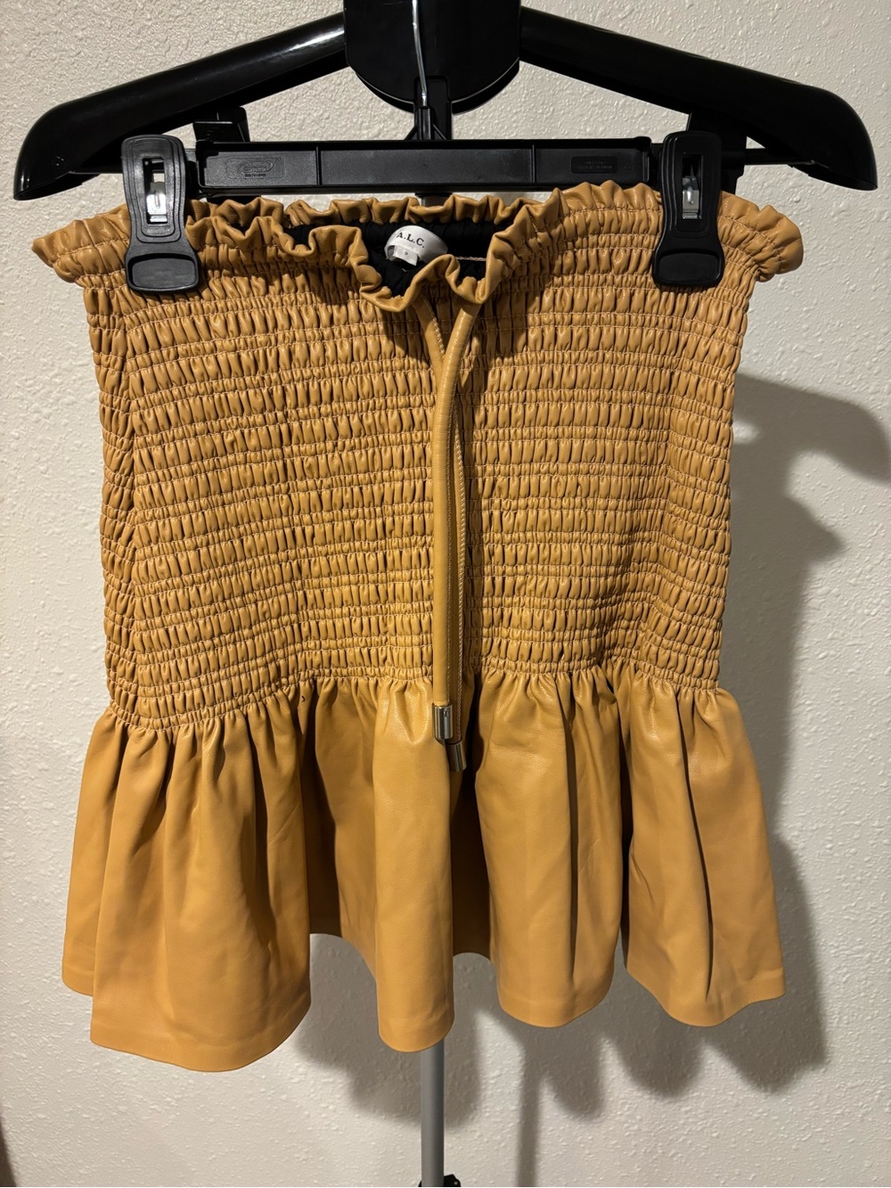 A.L.C. Jenny Vegan Leather Mini Skirt Tan Camel 2